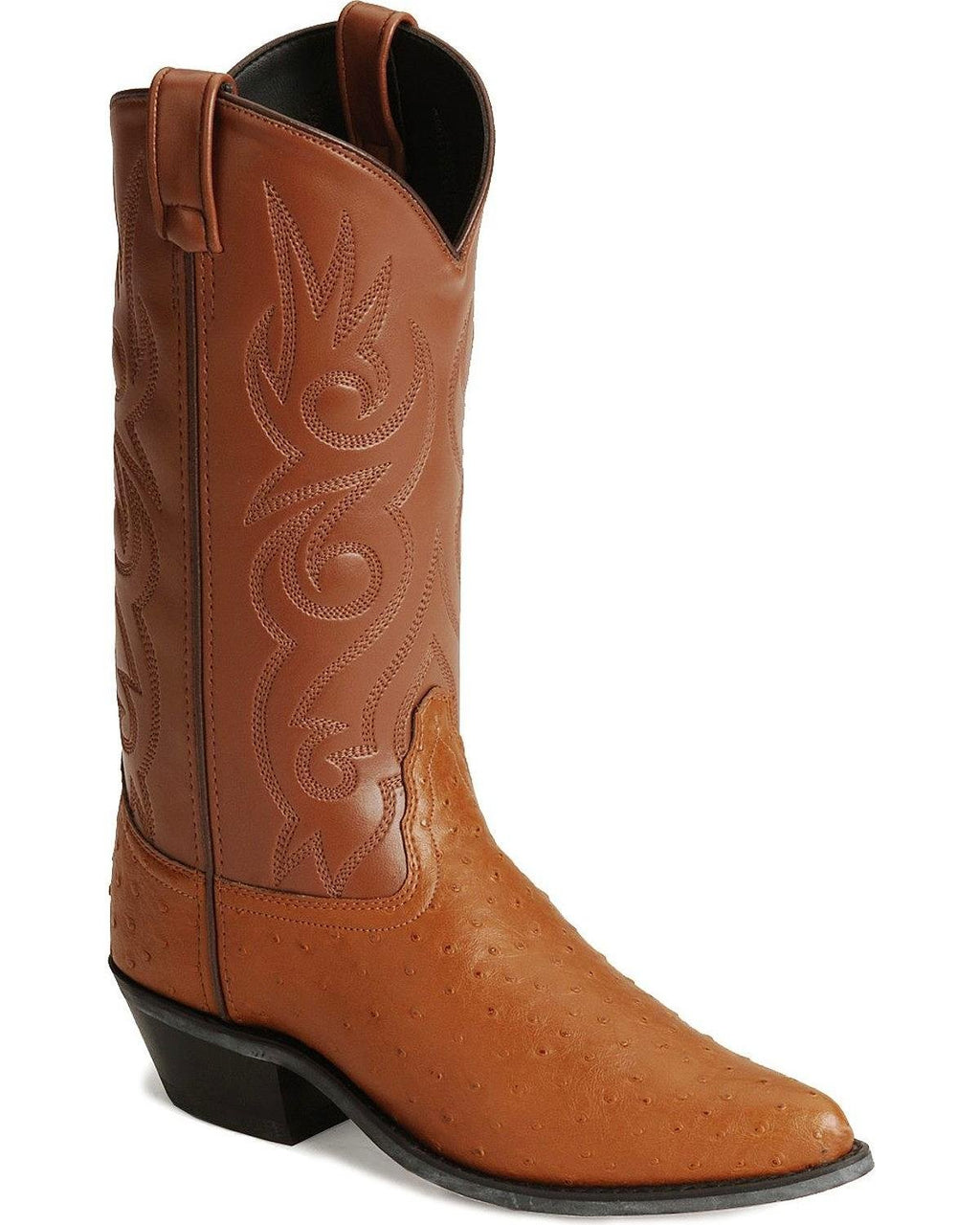 Cognac Ostrich Print Cowboy Boots Y581