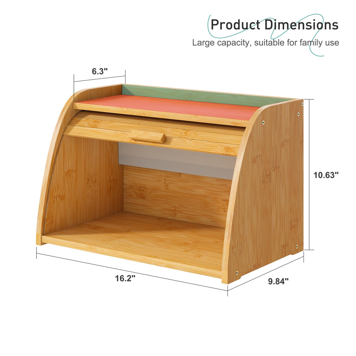Large Bamboo Wood Bread Box K697