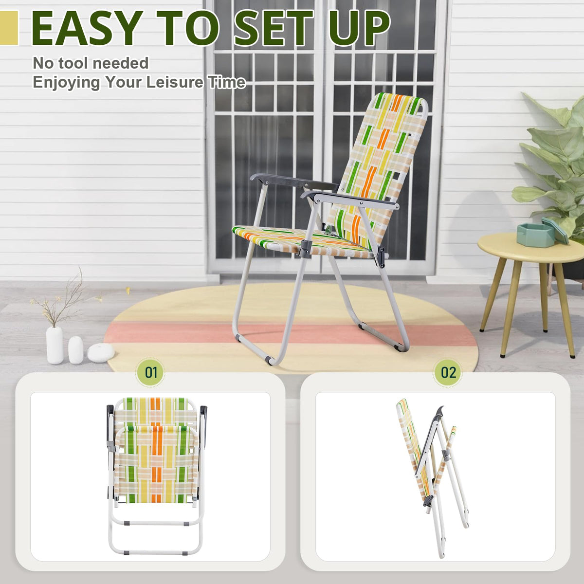 Oversized Folding Webbed Lawn Chairs Set of 2 B31605