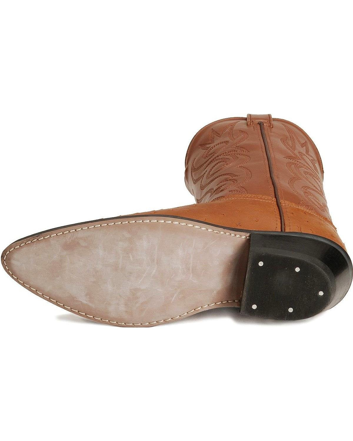 Cognac Ostrich Print Cowboy Boots Y581