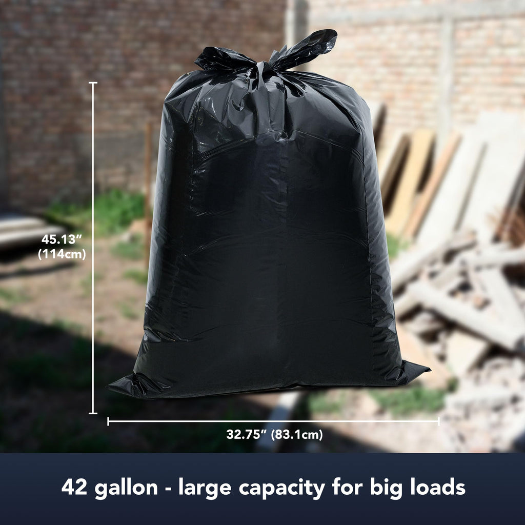 42 Gallon Extra Thick 3MIL Heavy Duty Bags with Tie Flaps, 32 Count T201624