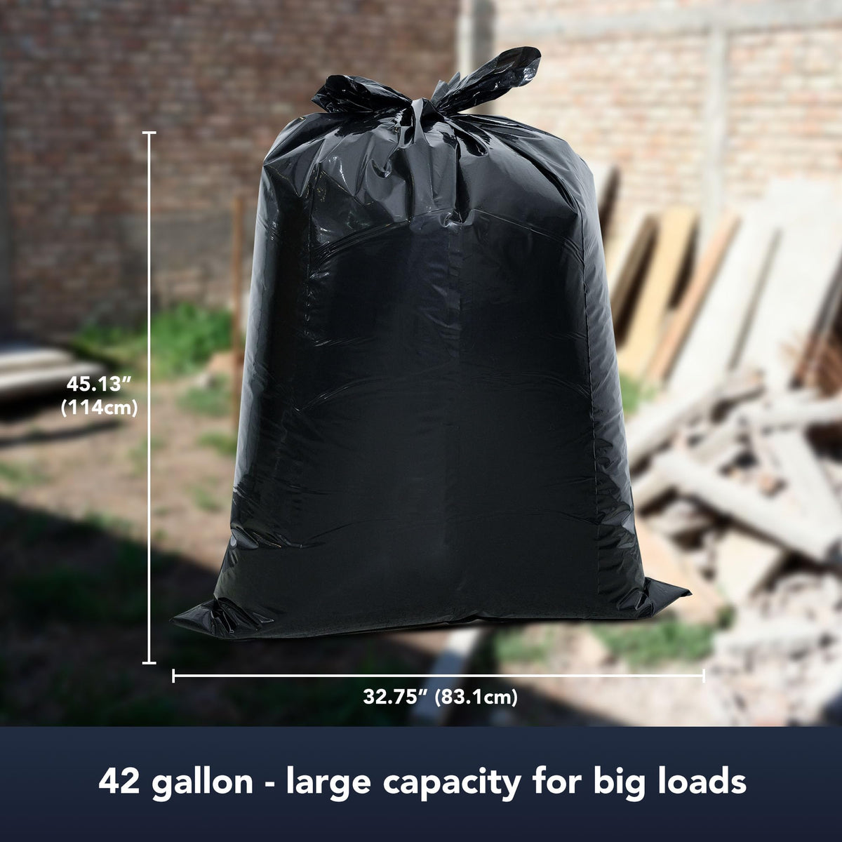 42 Gallon Extra Thick 3MIL Heavy Duty Bags with Tie Flaps, 32 Count T201624