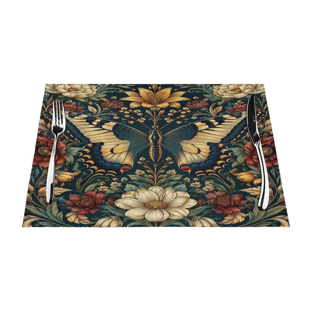Vintage Butterfly Floral Woven Placemat 12X18 in U81206