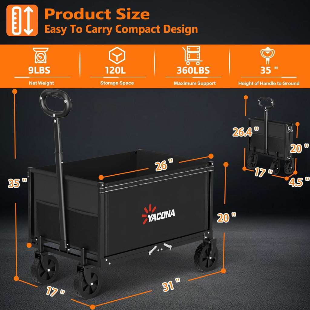 Foldable Heavy Duty Utility Wagon Cart with Wheels G300949