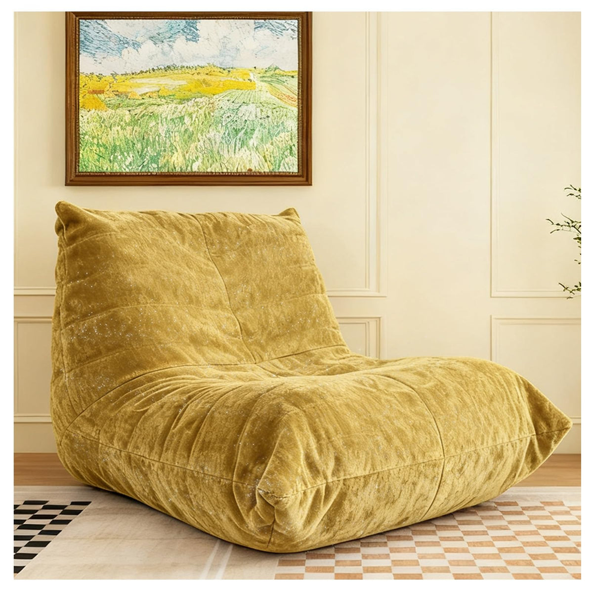 Yellow Memory Foam Bean Bag Chair L482154