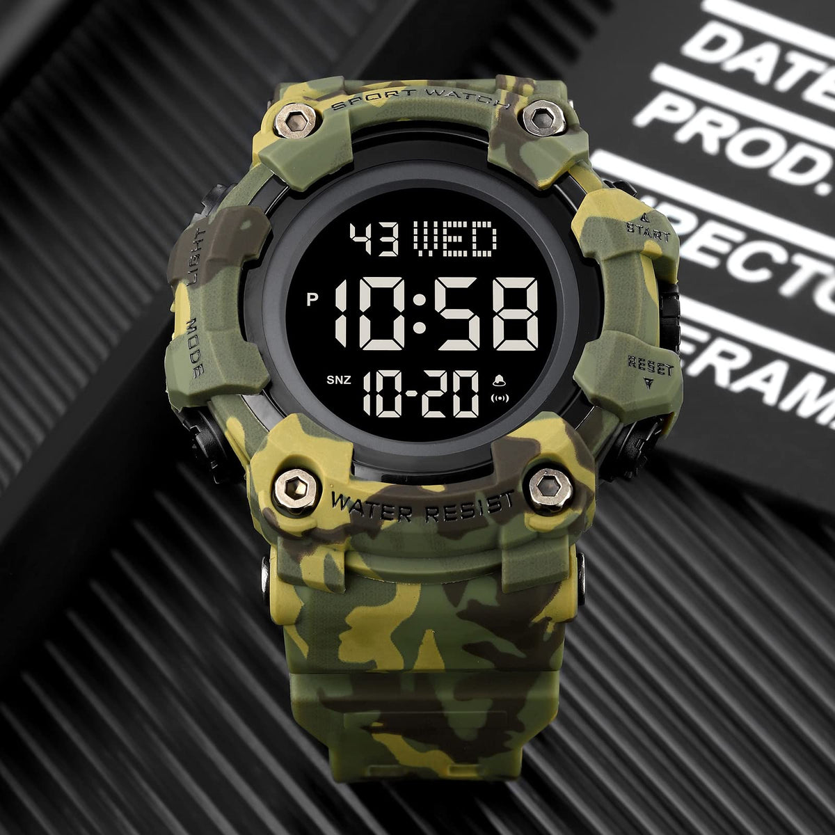 Men's Digital Military Sports Watch Large Face 50M Rubber LED U18606
