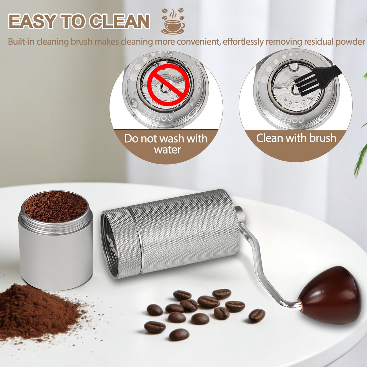 Manual Coffee Grinder with 25 Level Stainless Steel Conical Burr C98107