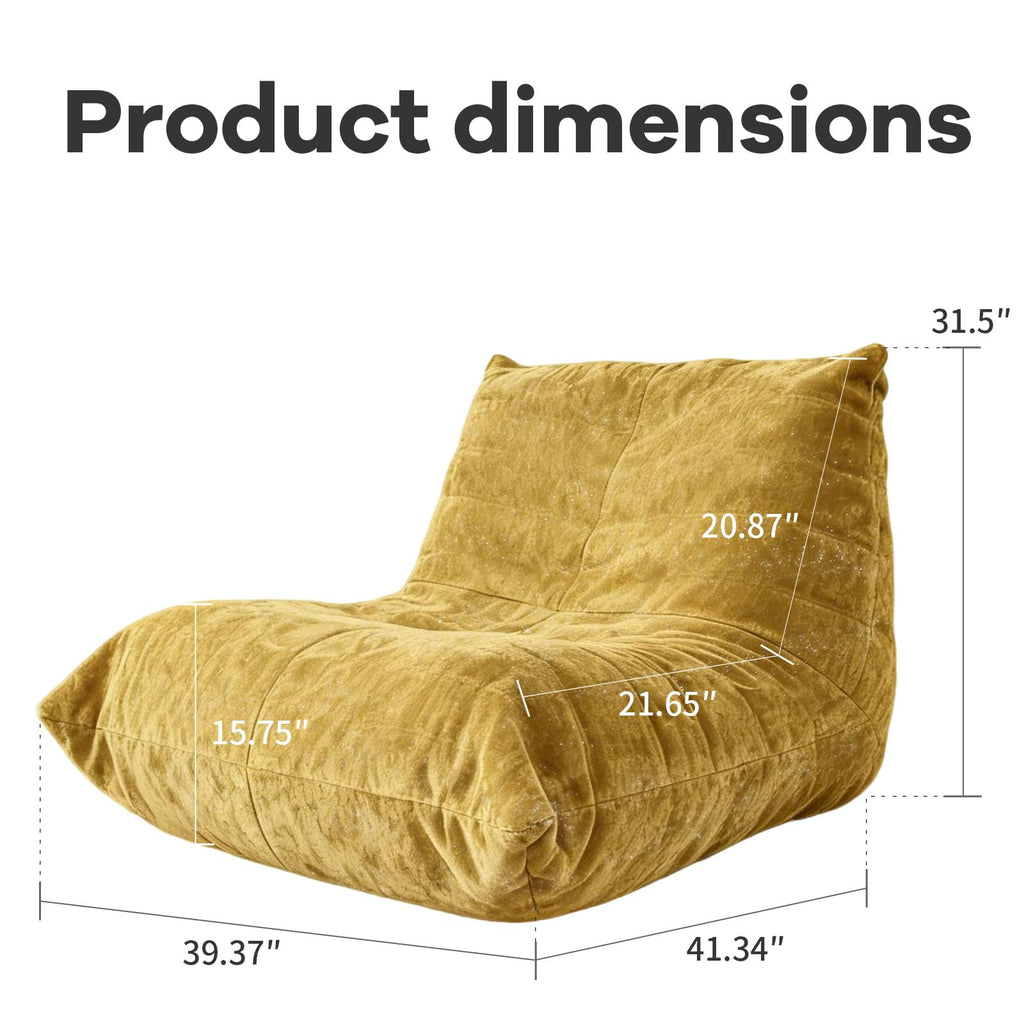 Yellow Memory Foam Bean Bag Chair L482154