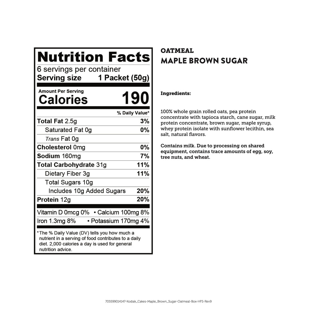 Maple Brown Sugar Instant Oatmeal Packets W7079