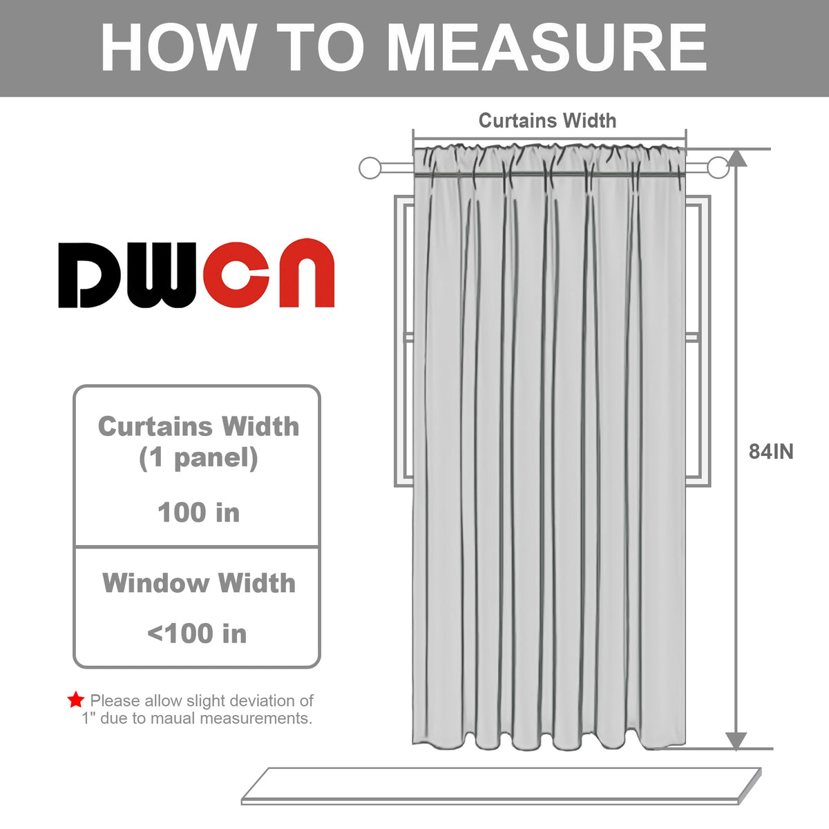 Extra Wide Blackout Thermal Curtain Panel with Back Tab & Rod Pocket, 100 x 84 Inches, Greyish White G49818