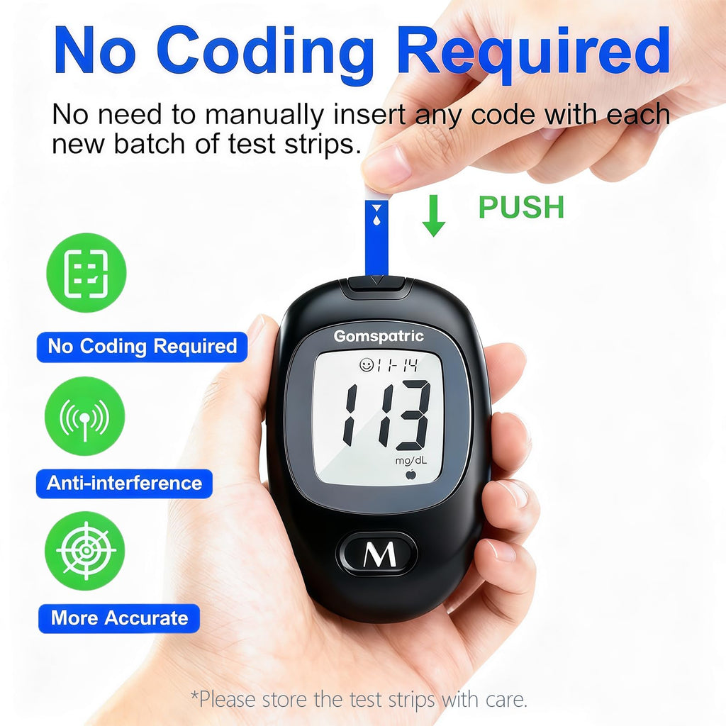 Blood Glucose Monitor Kit with 50 Test Strips and 50 Lancets I761