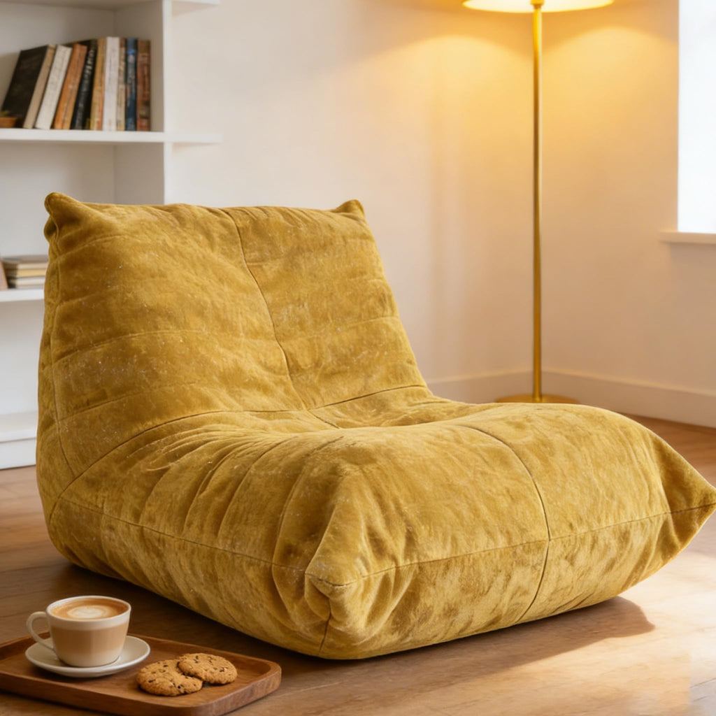 Yellow Memory Foam Bean Bag Chair L482154