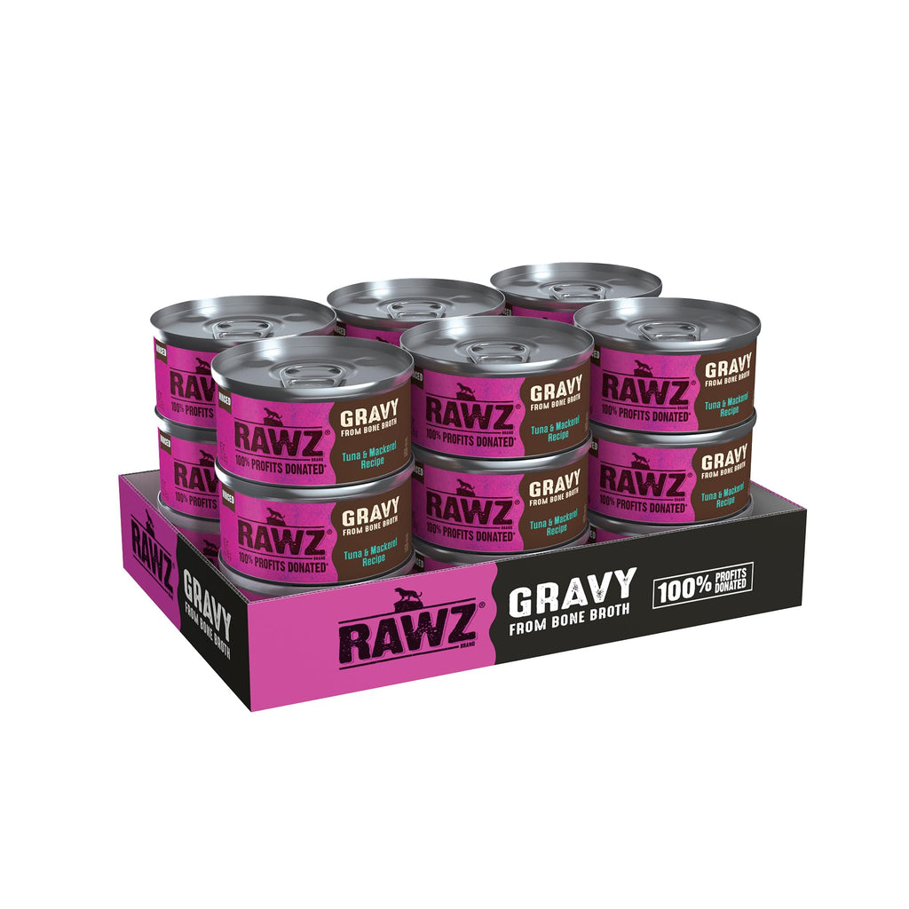 Minced Canned Cat Food in Gravy with Bone Broth, Tuna & Mackerel, 3 Ounce Cans, Pack of 18 J419959