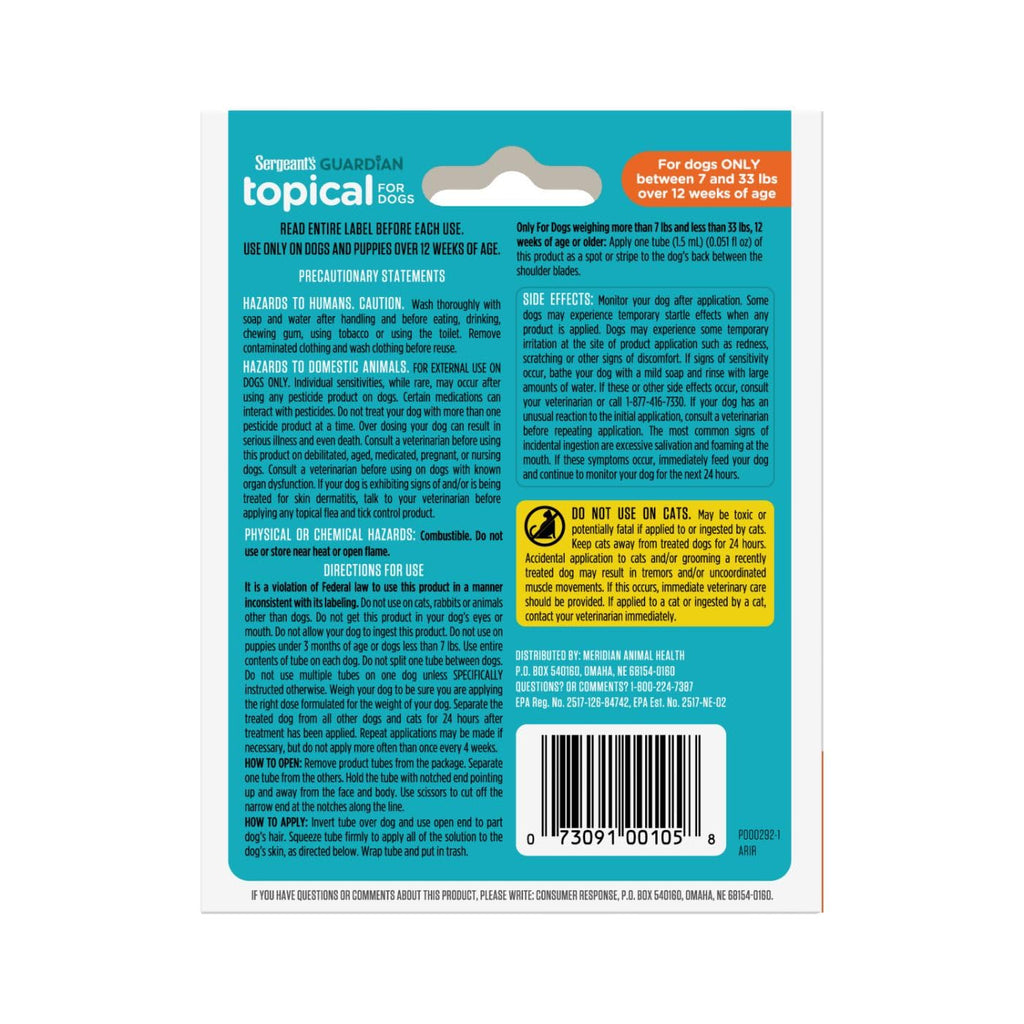 Flea & Tick Topical Dogs 7-33 lbs 3-Month O23195
