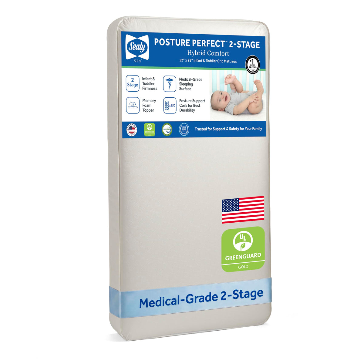 Breathable 2 Stage Hybrid Memory Foam Crib Mattress U295743