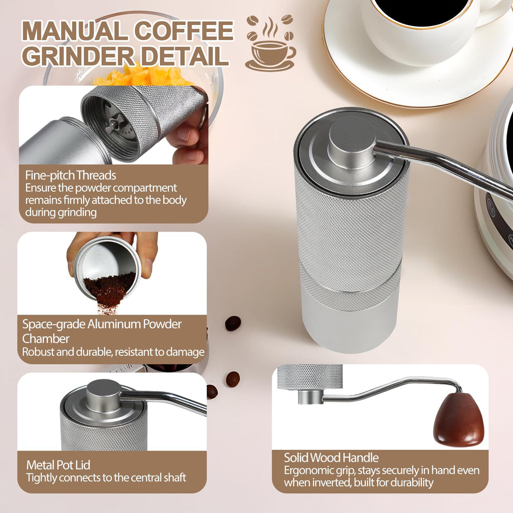 Manual Coffee Grinder with 25 Level Stainless Steel Conical Burr C98107