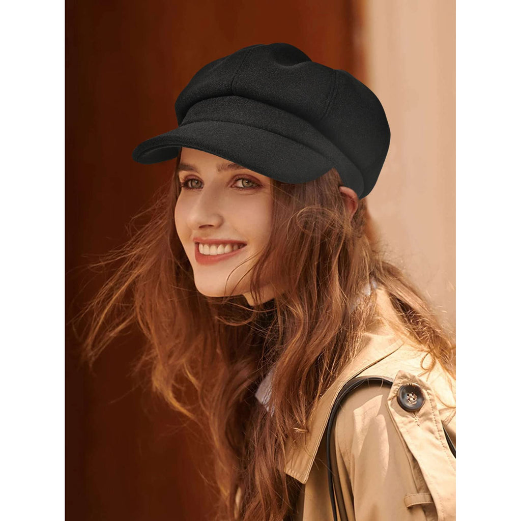 Wool Blend Newsboy Cap E6132