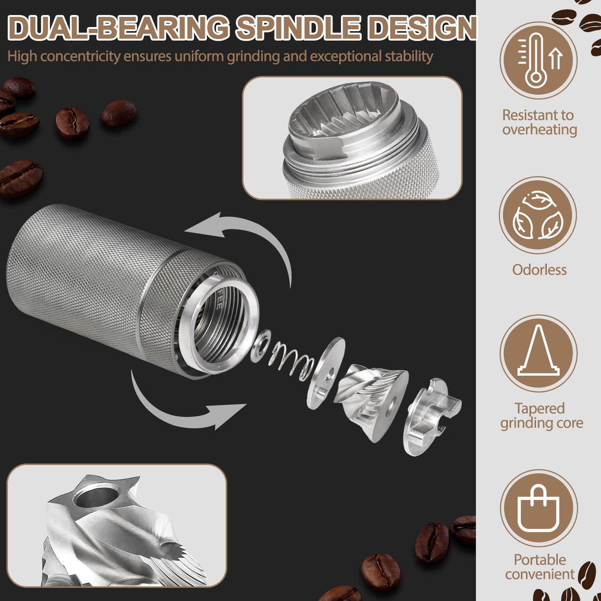 Manual Coffee Grinder with 25 Level Stainless Steel Conical Burr C98107