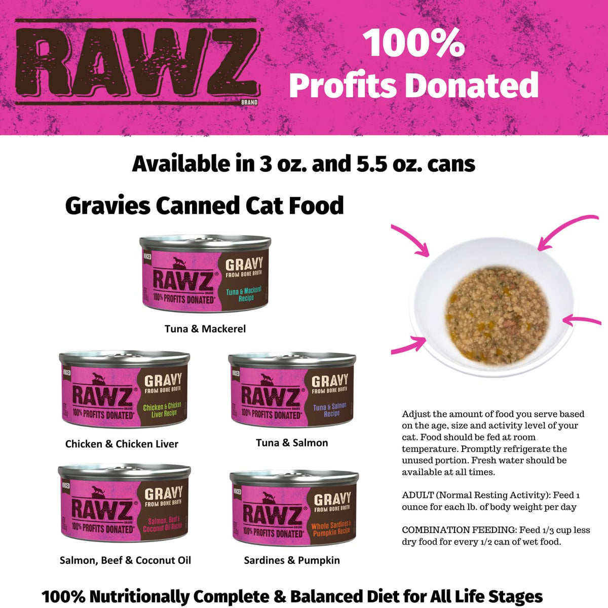 Minced Canned Cat Food in Gravy with Bone Broth, Tuna & Mackerel, 3 Ounce Cans, Pack of 18 J419959