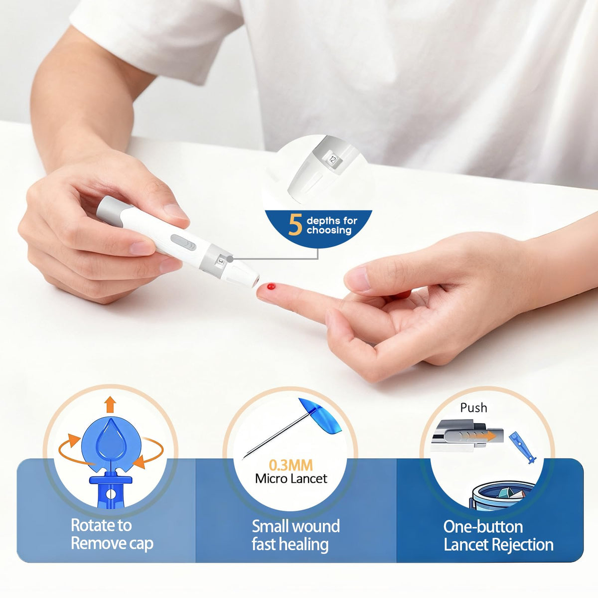 Blood Glucose Monitor Kit with 50 Test Strips and 50 Lancets I761