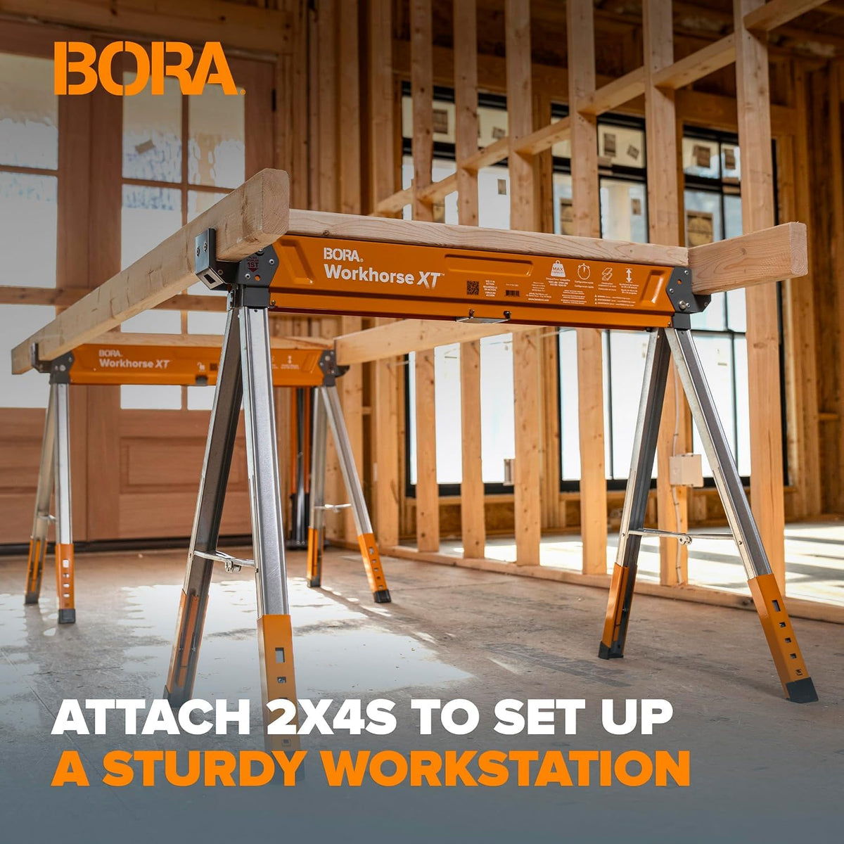 2 Pack Adjustable Folding Heavy Duty Sawhorse F8612