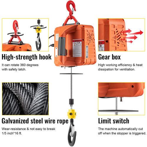 1500W Portable Electric Hoist Winch Y925