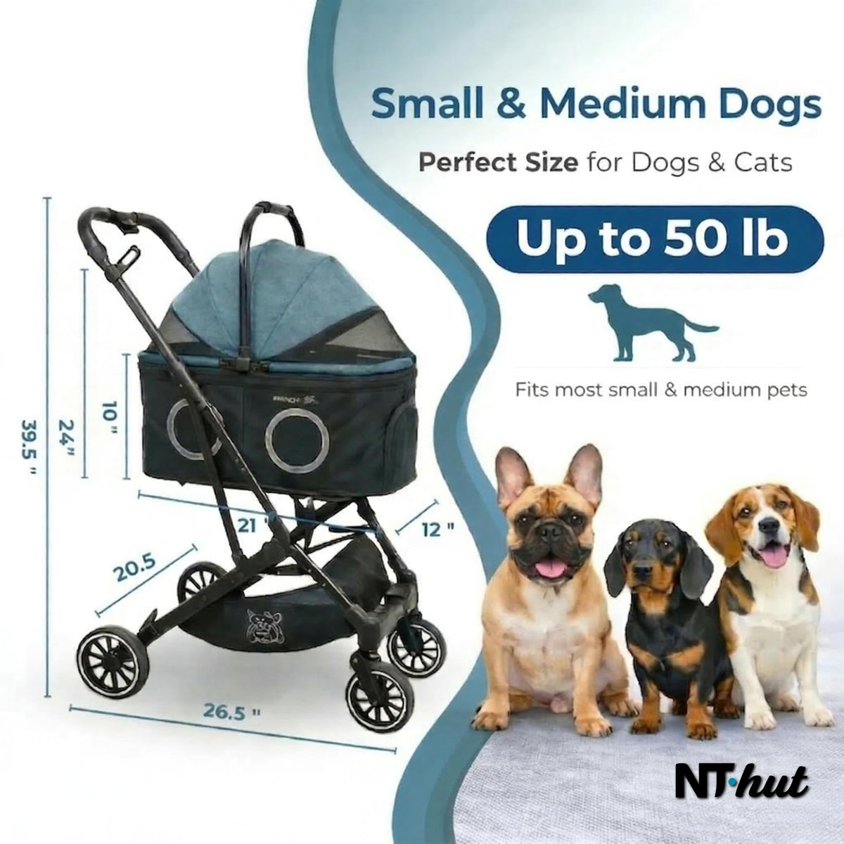 3-in-1 Pet Stroller Up to 50 lbs O408
