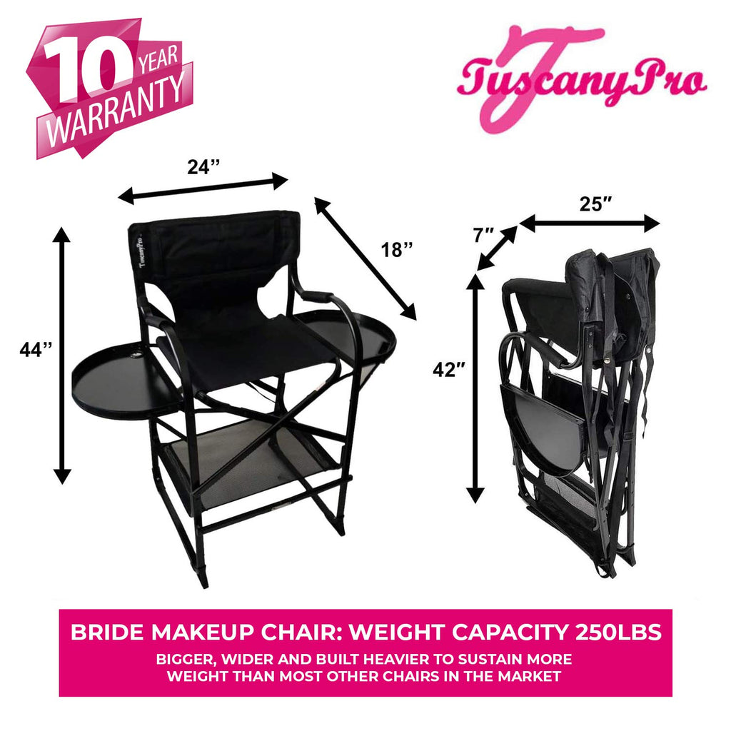 Tall Heavy Duty Director Chair with Adjustable Seat Height and Carry Bag D94894