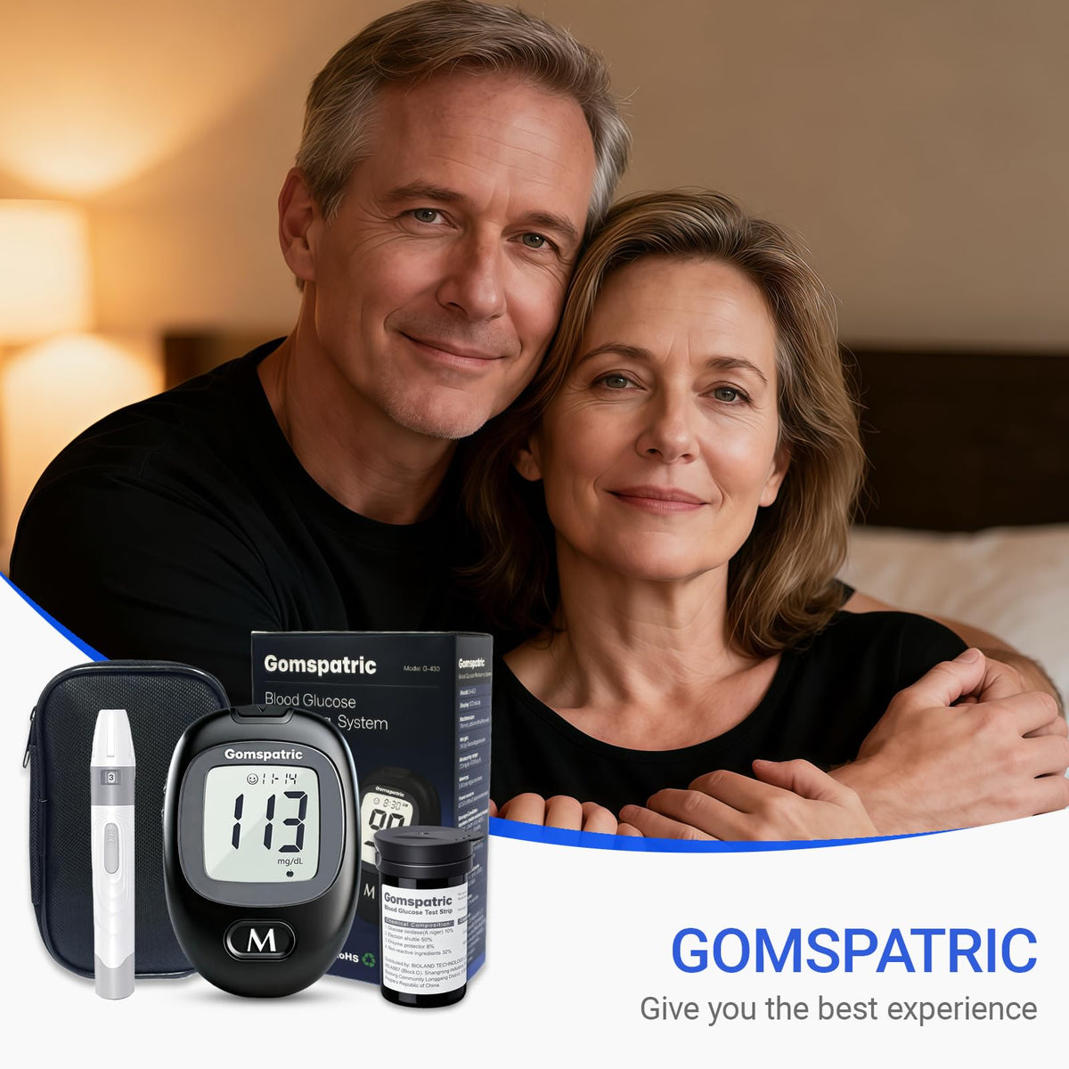 Blood Glucose Monitor Kit with 50 Test Strips and 50 Lancets I761