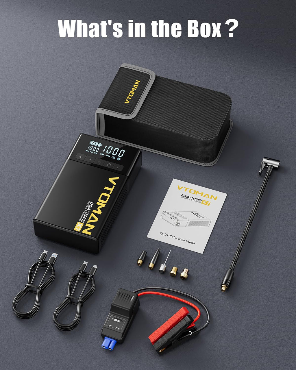 Jump Starter with Air Compressor, 160PSI Tire Inflator G637