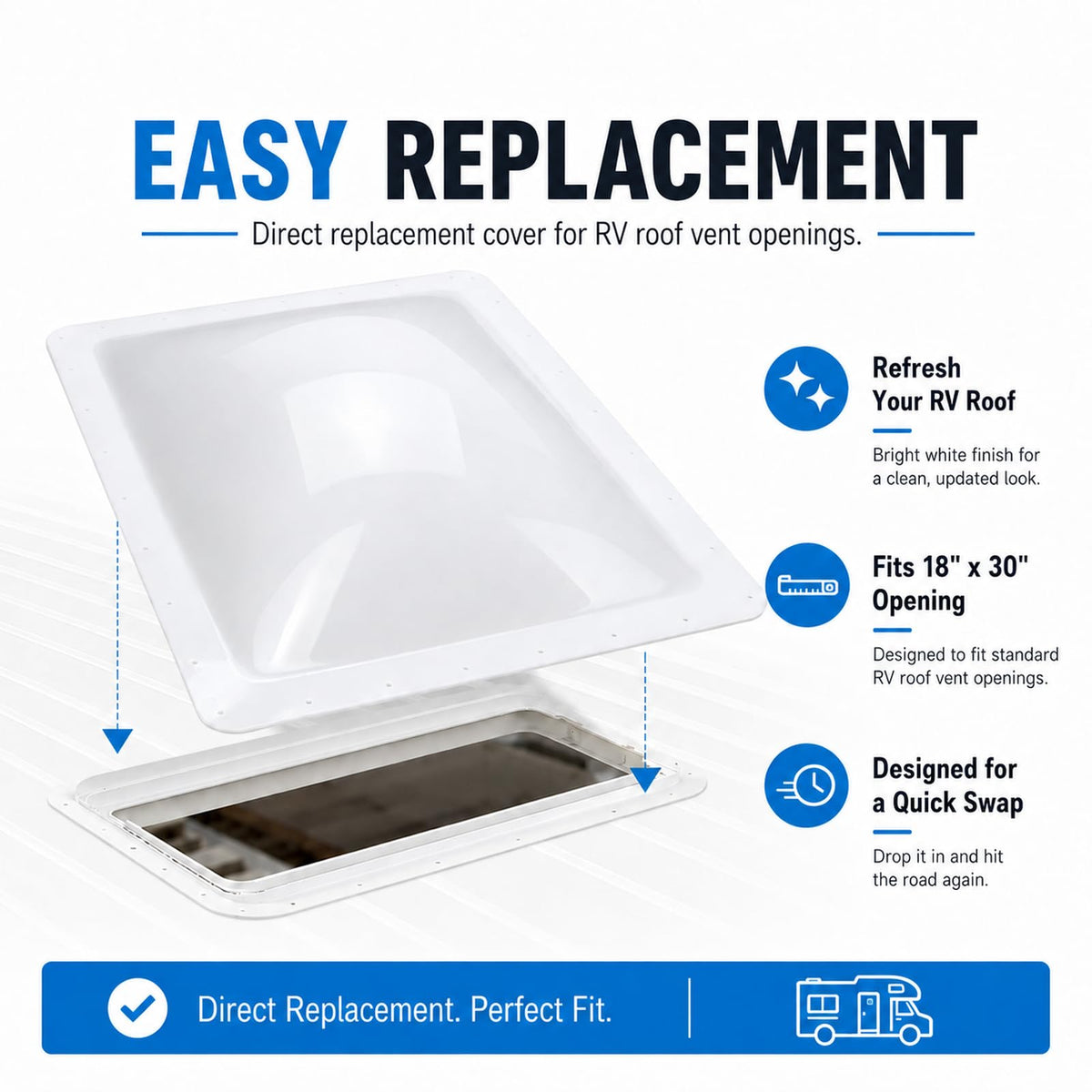 RV Skylight Replacement 22" x 34" Outer Dome Cover W345023