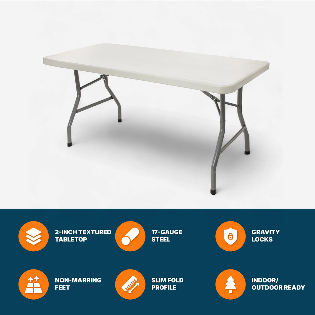 Rectangular Heavy-Duty Folding Table with Steel Frame O821250