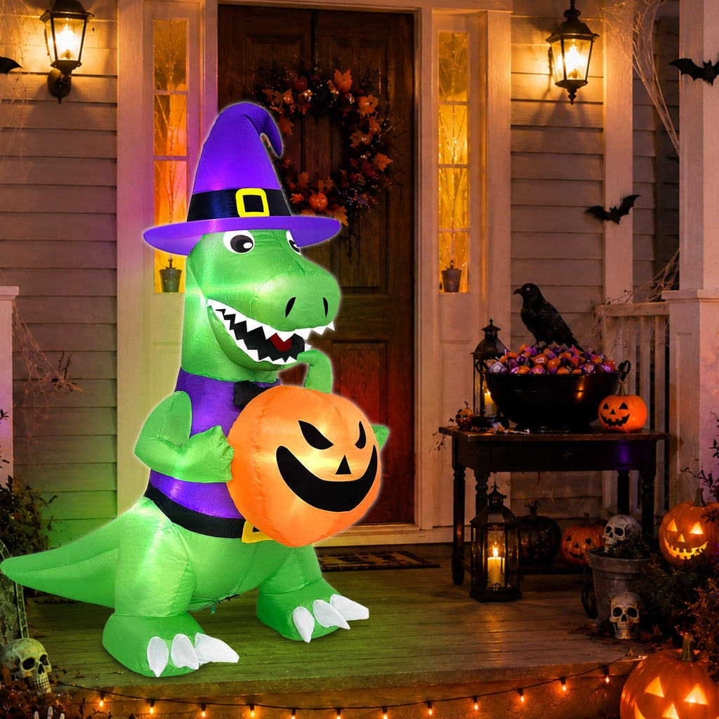 4 Ft Halloween Inflatables Witch Dinosaur A218611