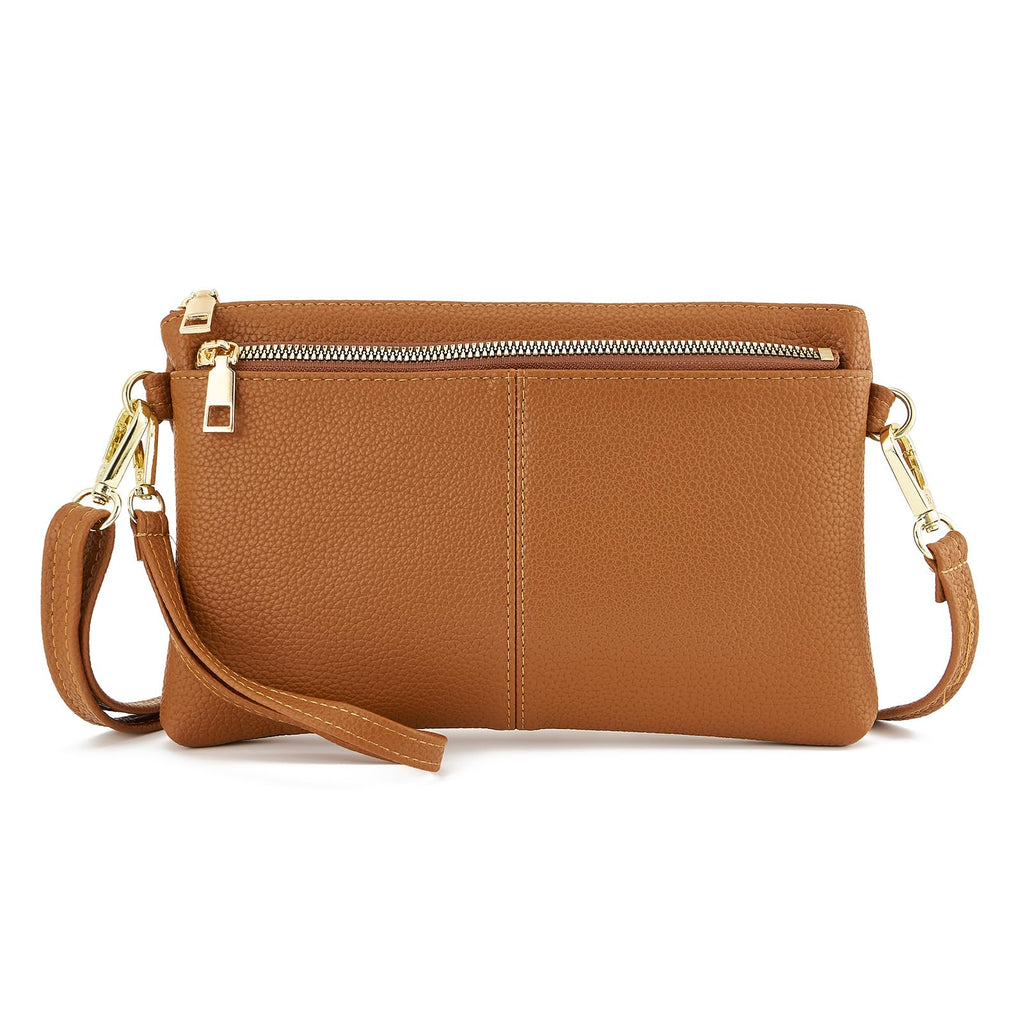 Small Triple Zip Crossbody Bag Vegan Leather Wristlet Clutch F869997