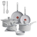 Ceramic Nonstick Pots and Pans Set, 12-Piece, Moon Grey E708048