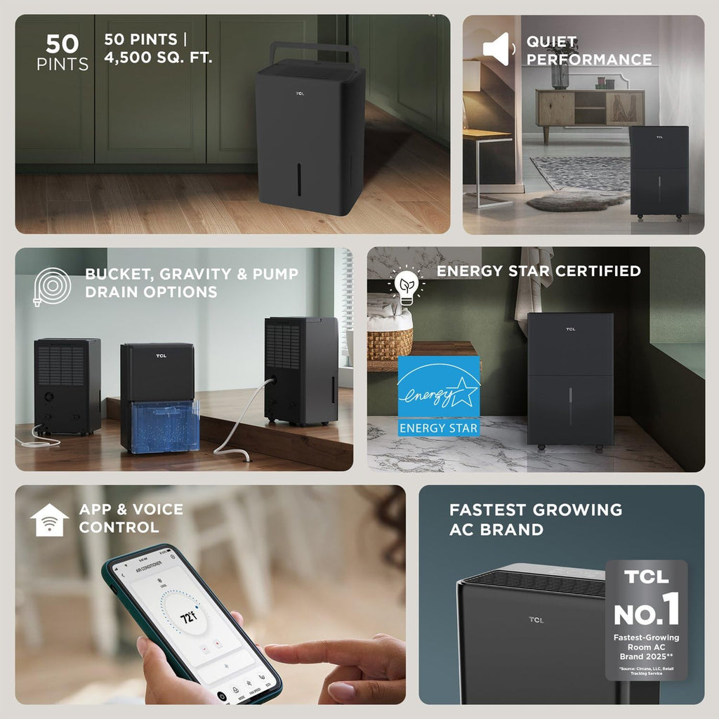 50-Pint Portable Smart Dehumidifier with Pump O1663