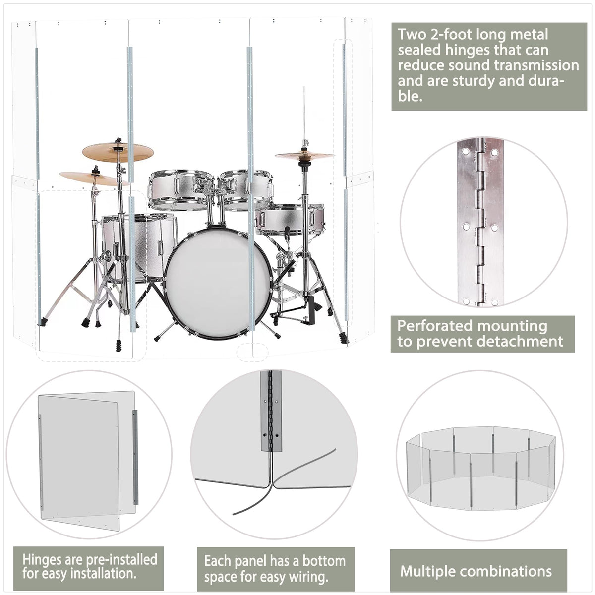 Portable Drum Shield Panels 5-Panels 2ft x 5ft R627664