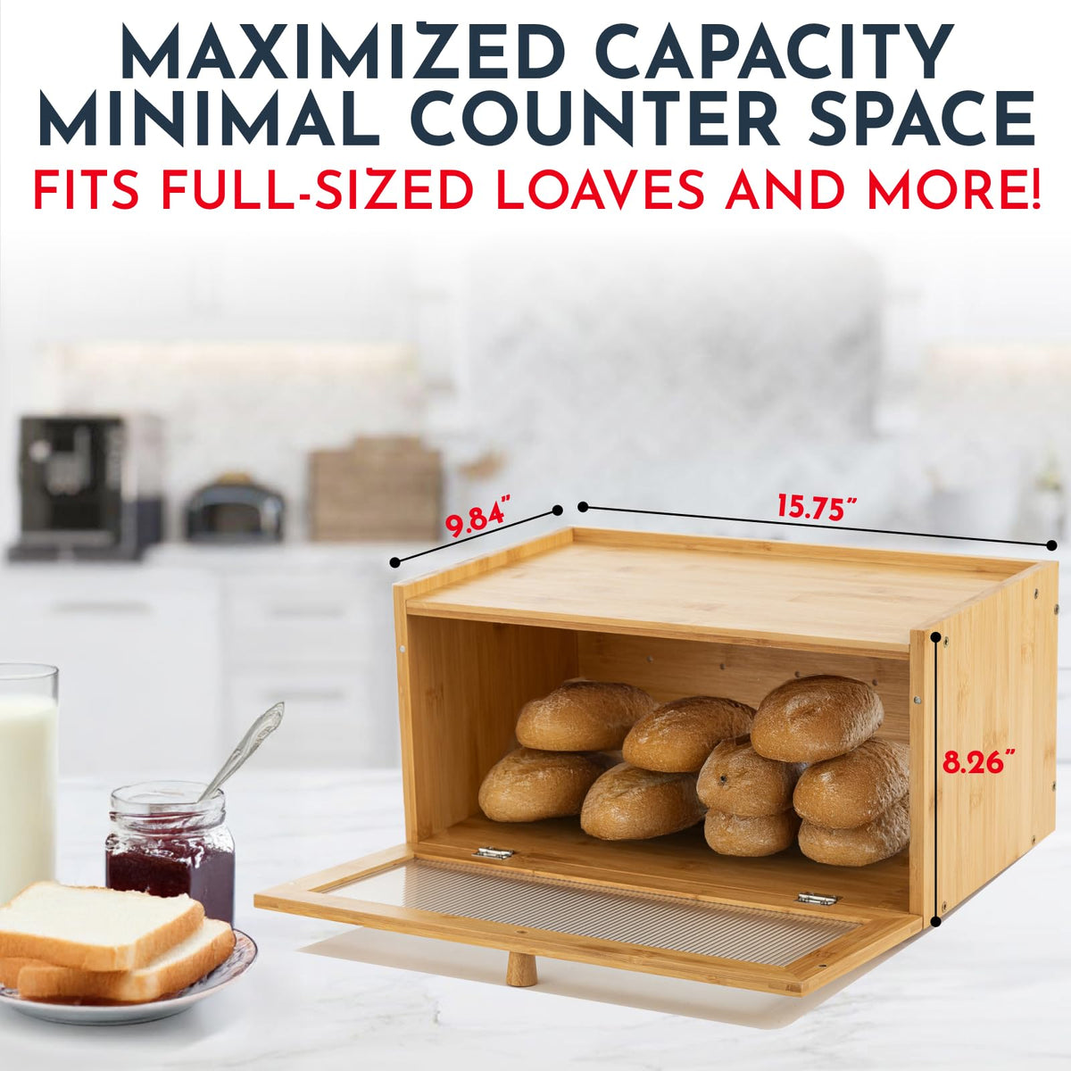 Bamboo Bread Box with Acrylic Window A5066
