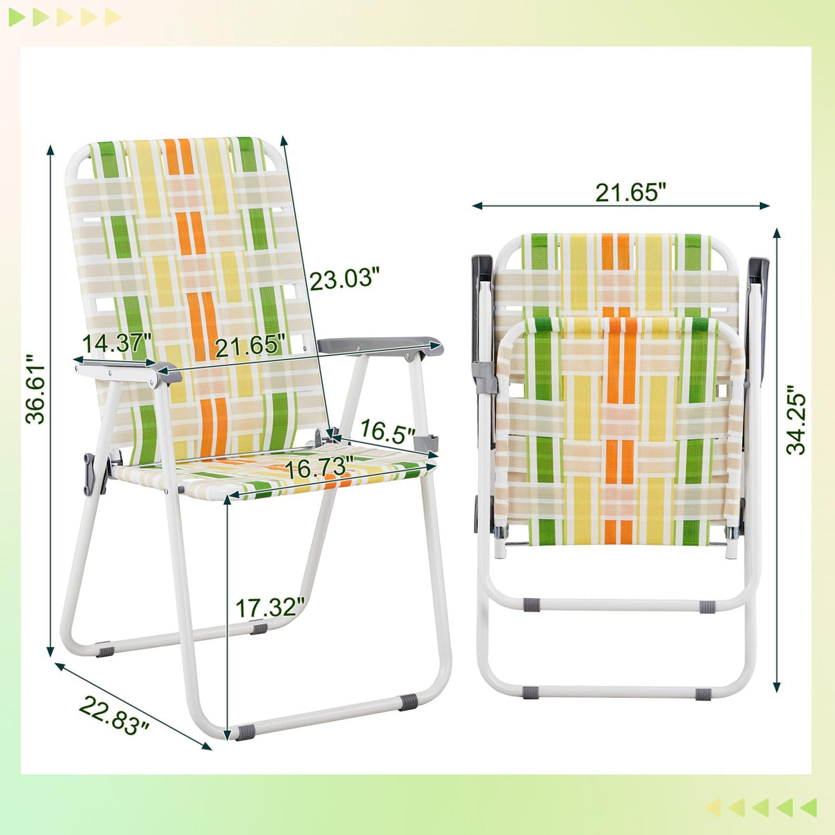 Oversized Folding Webbed Lawn Chairs Set of 2 B31605