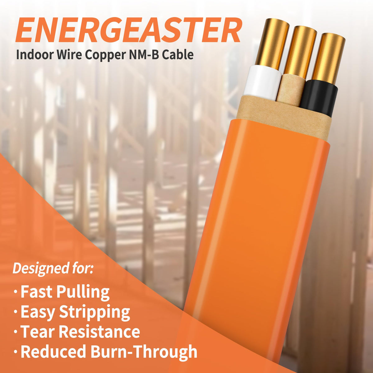 Orange 10 Gauge 2 Conductors NMB Cable 100ft H7921