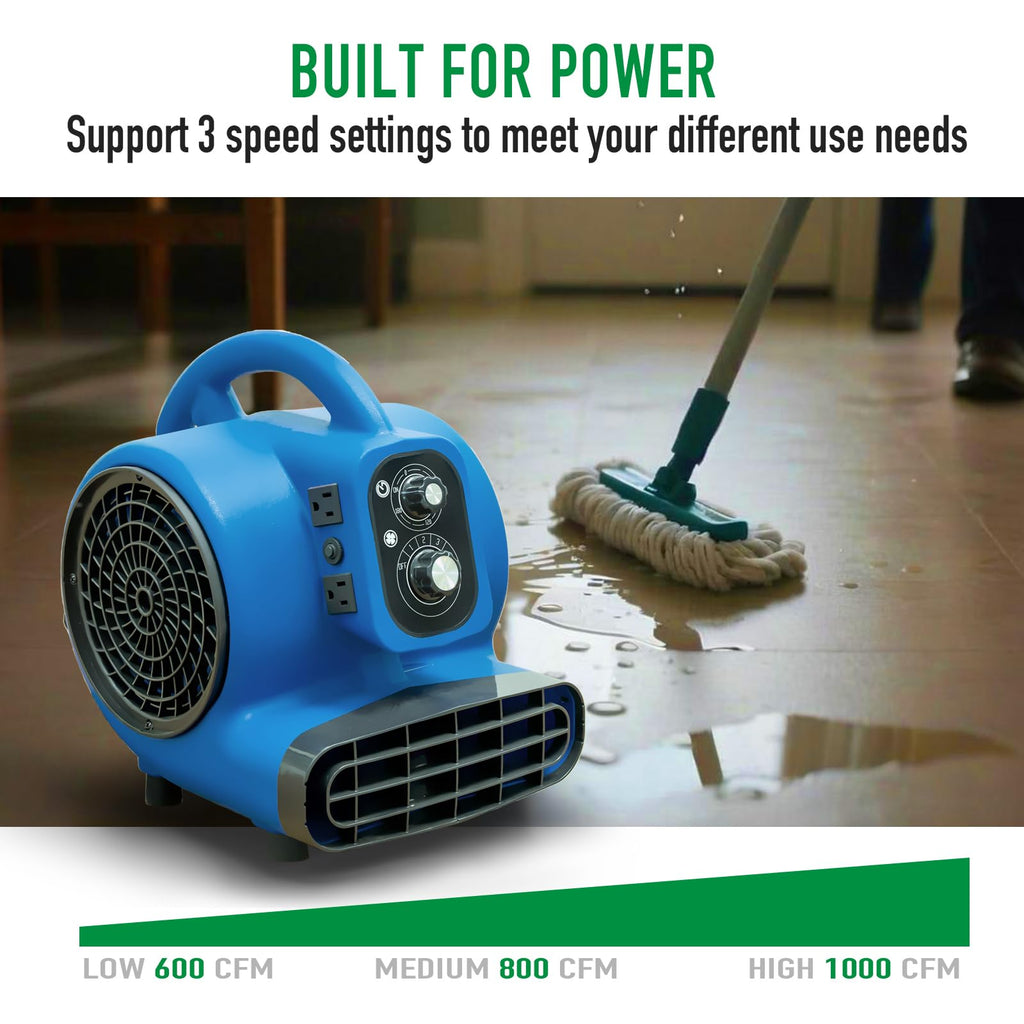 1/4 HP 1000 CFM Portable Floor Blower Fan T726
