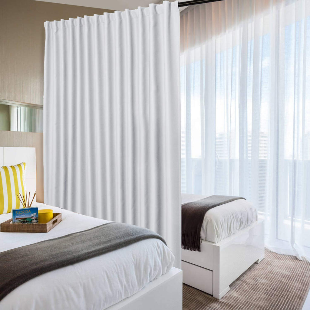 Extra Wide Blackout Thermal Curtain Panel with Back Tab & Rod Pocket, 100 x 84 Inches, Greyish White G49818