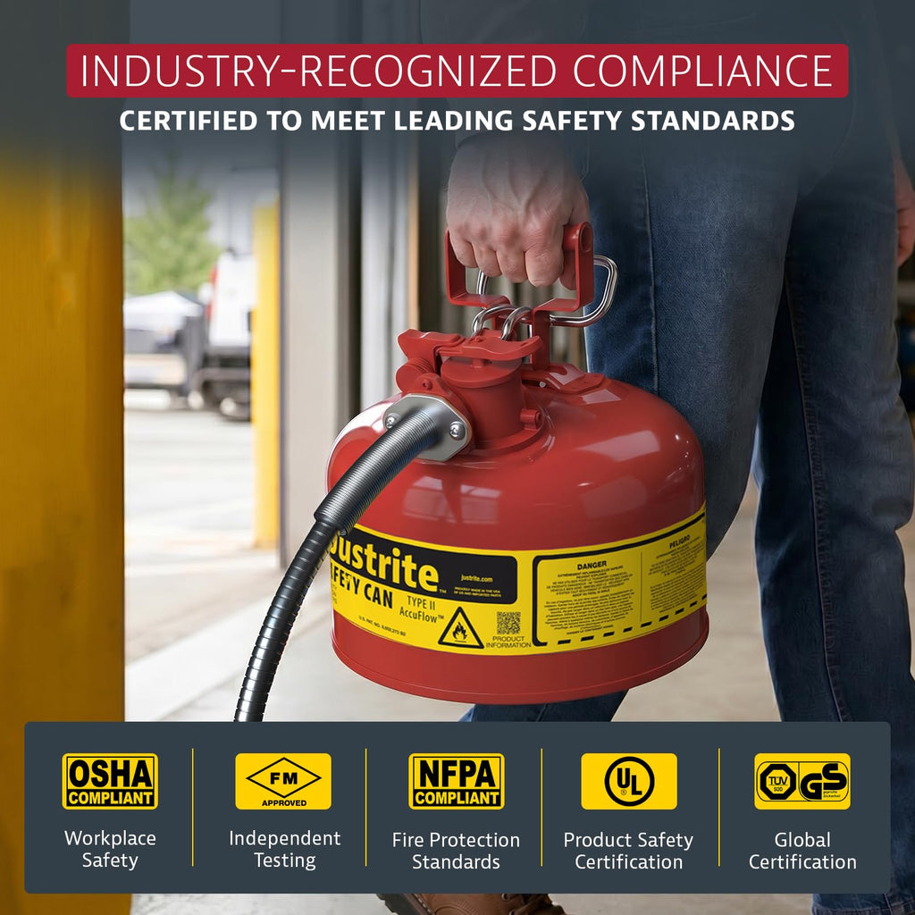 Red Galvanized Steel Gasoline Safety Can L1569
