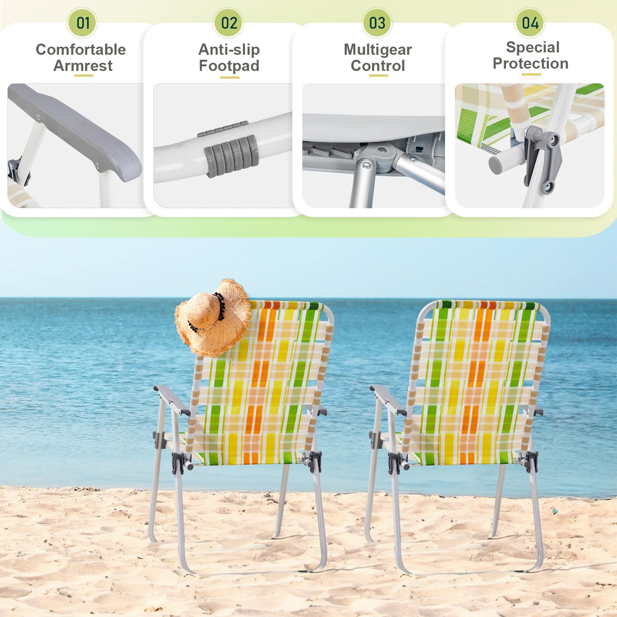 Oversized Folding Webbed Lawn Chairs Set of 2 B31605
