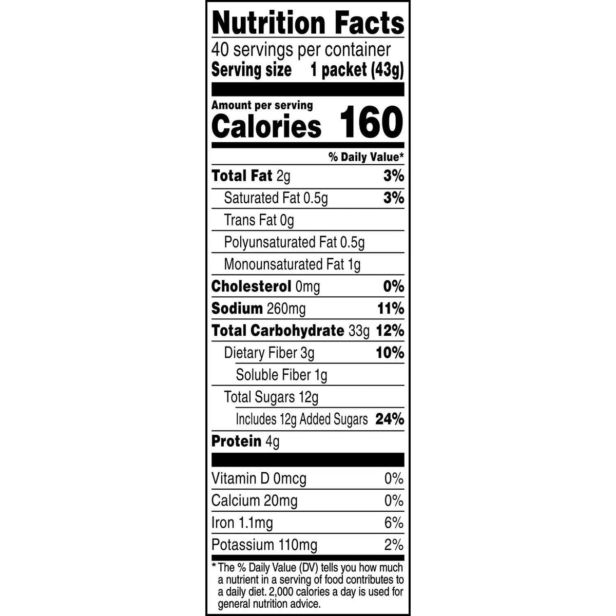 Maple & Brown Sugar Instant Oatmeal Cereal, 40 Count Q397511