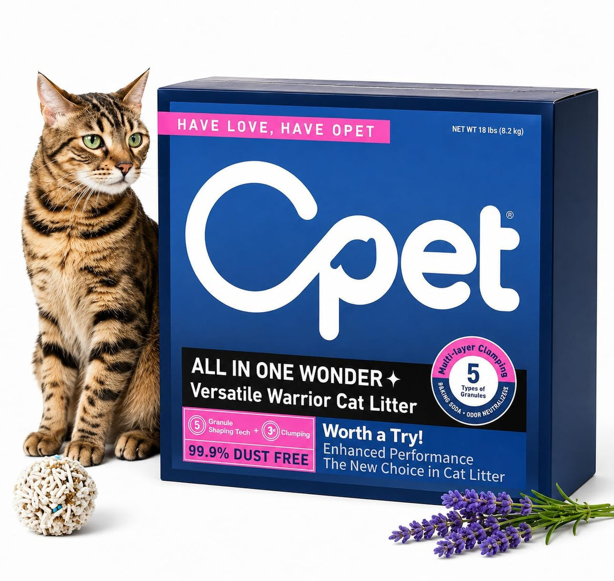 Tofu & Bentonite Mixed Cat Litter 18LB Lavender Scented Clumping S659776
