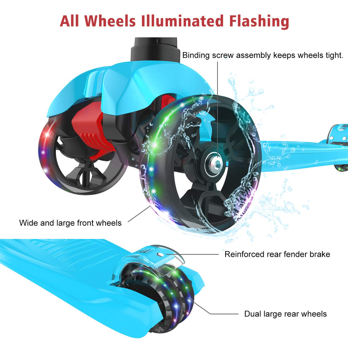 Kick Scooter with Light-Up Wheels and Adjustable Heights T476380