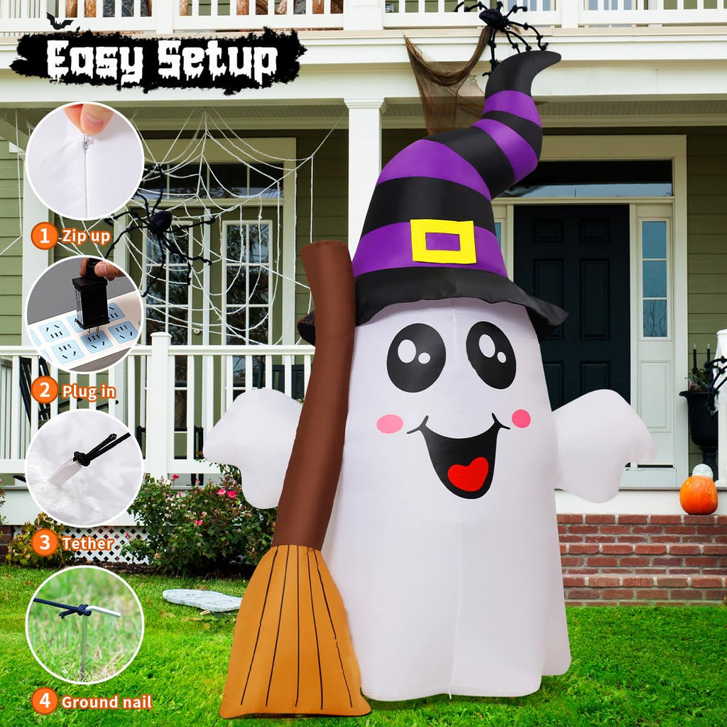 6.2 FT Halloween Inflatables Ghost with Built-in LEDs Z431