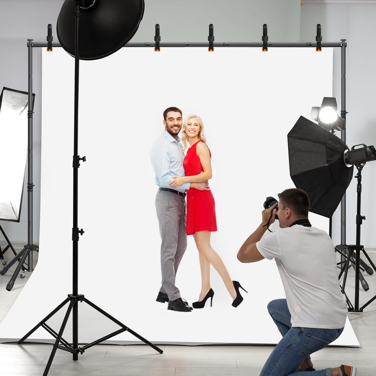 10x7.5 ft Adjustable T-Shape Backdrop Stand Kit D6174