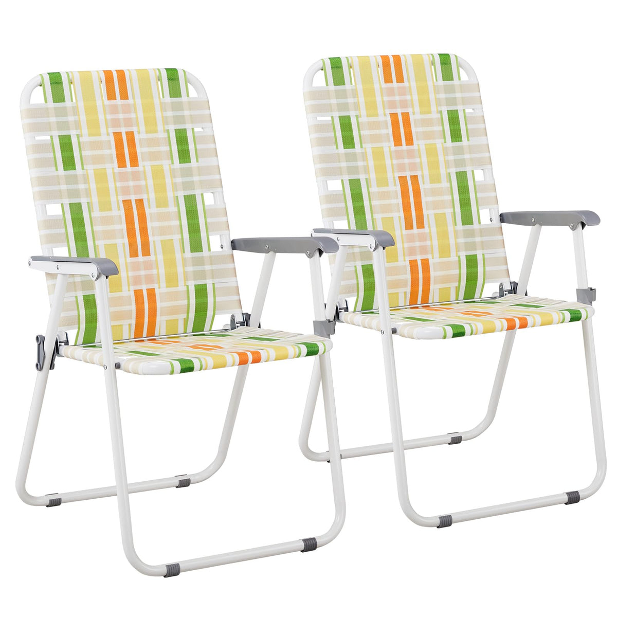 Oversized Folding Webbed Lawn Chairs Set of 2 B31605